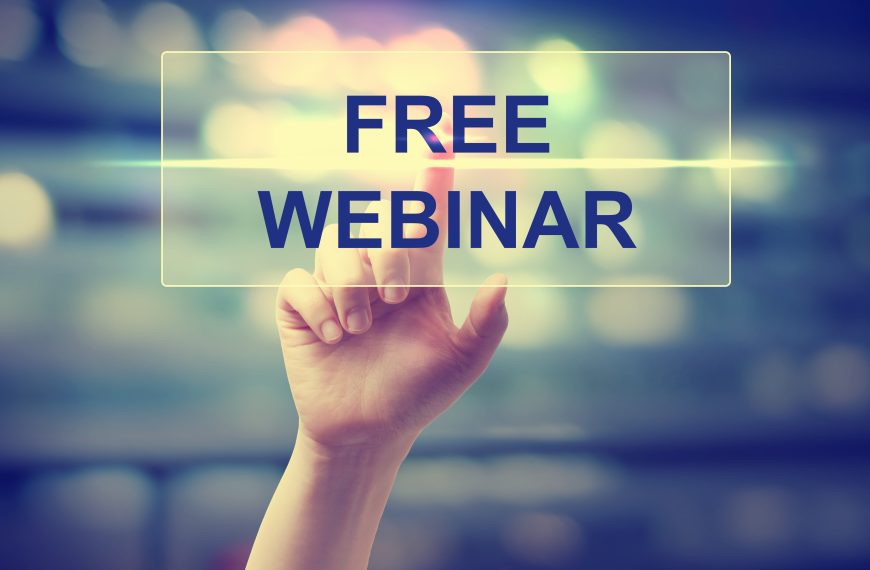 Finger pointing to "Free Webinar"