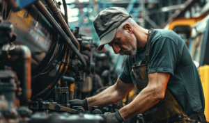 Diesel technician at work