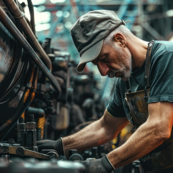 Diesel technician at work