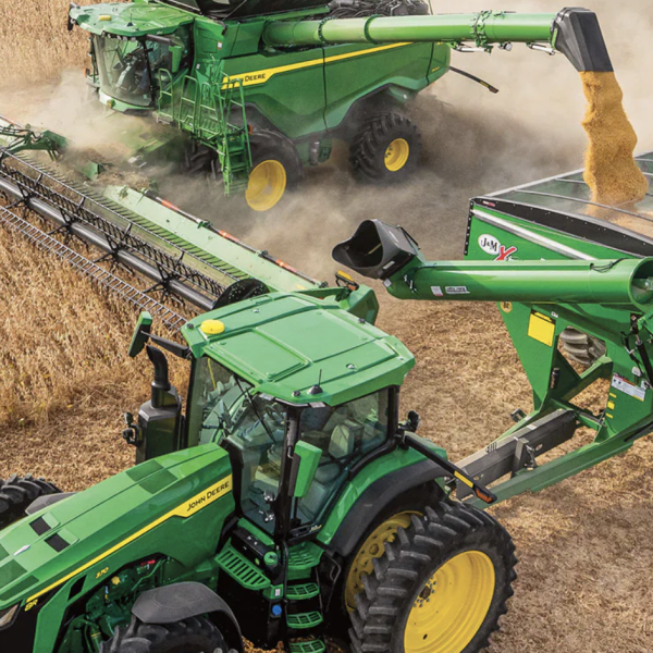 John Deere equipment harvesting